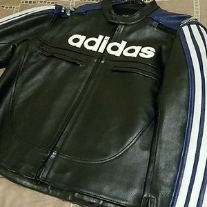 "Adidas" Leather Motorcycle Jacket.